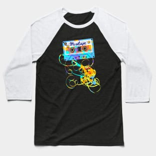 Retro Cassette Tape Paint Splatter Baseball T-Shirt